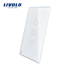 Livolo Luxus Weiße Perle Kristallglas 125mm * 78mm US standard Einzelglasscheibe Für Verkauf 3 Gang Wandschalter VL-C5-C3-11